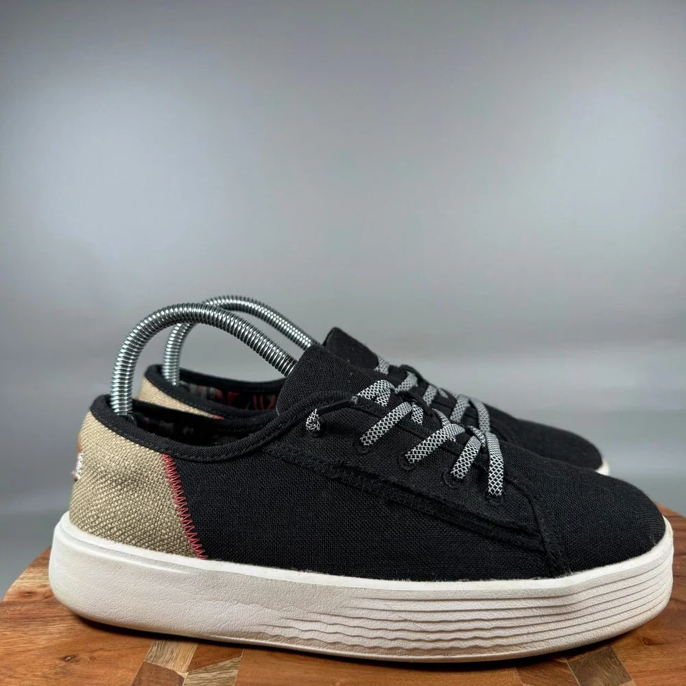 Hey Dude Cody W Craft Black Canvas Platform Slip On Sneakers Womens 8 40600-001
